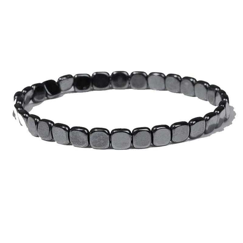 Hematite Stretch Square Bead Bracelet - Velora Picks