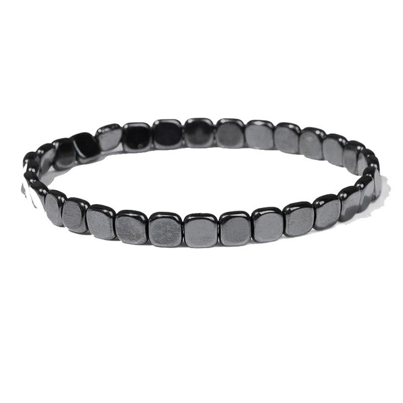 Hematite Stretch Square Bead Bracelet