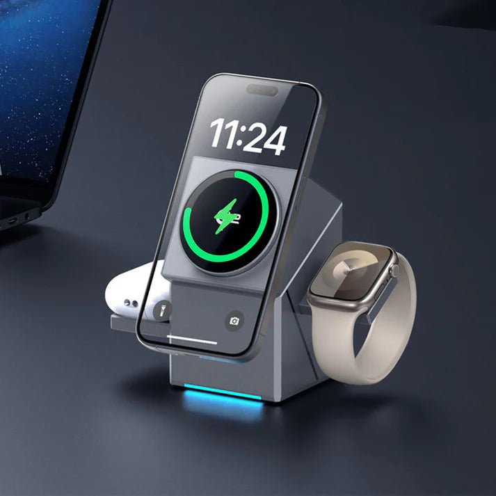 3 - in - 1 Foldable Magnetic Wireless Charging Station - Velora Picks