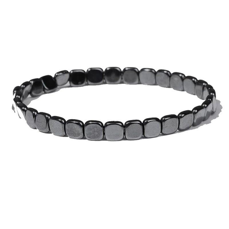 Hematite Stretch Square Bead Bracelet