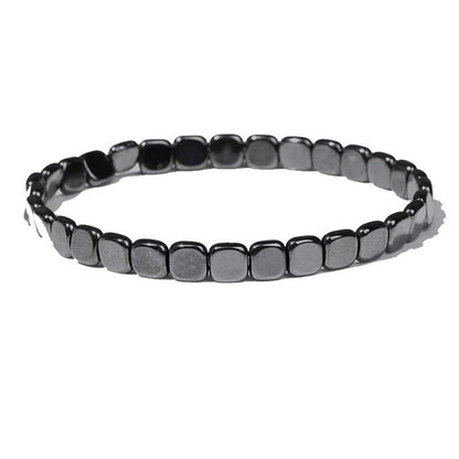 Hematite Stretch Square Bead Bracelet