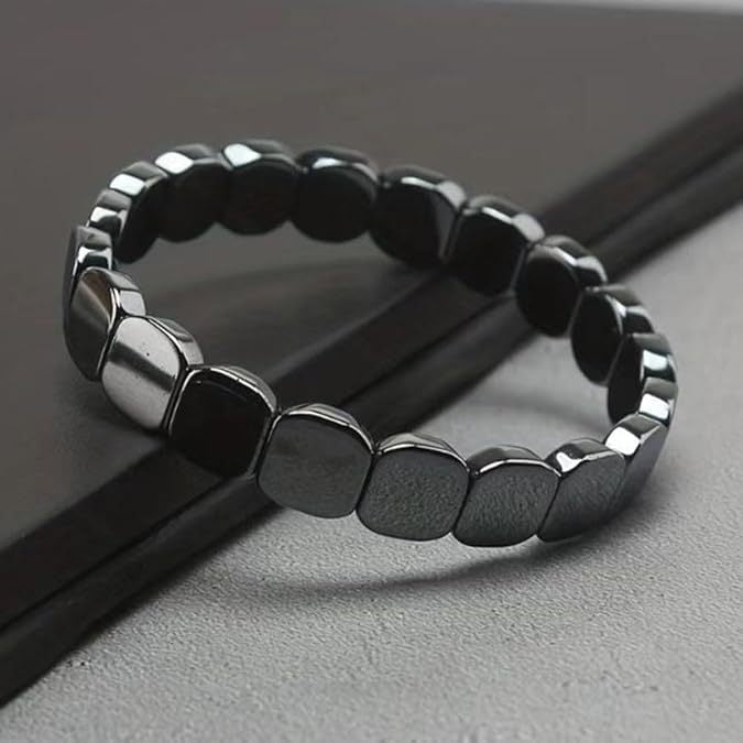 Hematite Stretch Square Bead Bracelet - Velora Picks