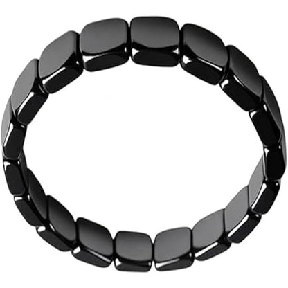 Hematite Stretch Square Bead Bracelet - Velora Picks
