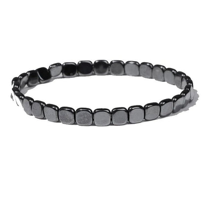 Hematite Stretch Square Bead Bracelet - Velora Picks